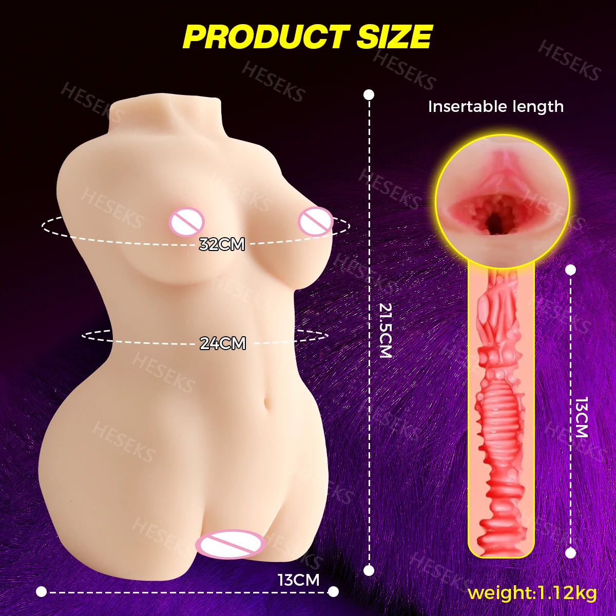 HESEKS Realistic Male Masturbation Sex Doll Love Dolls Silicone Vagina Anal Dual Channel Sexy Big Ass Boobs Sex Toys for Men