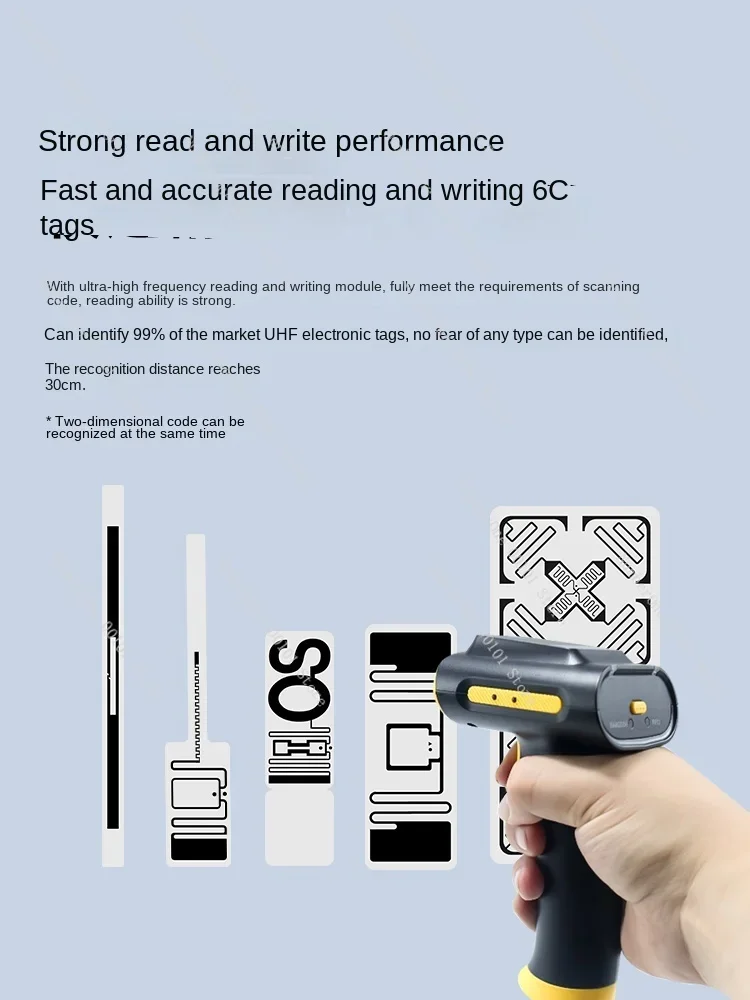 UHF RFID Handheld Barcode Scanning Gun Barcode QR Code Barcode Reader 915mhz Handheld Large Data Collector