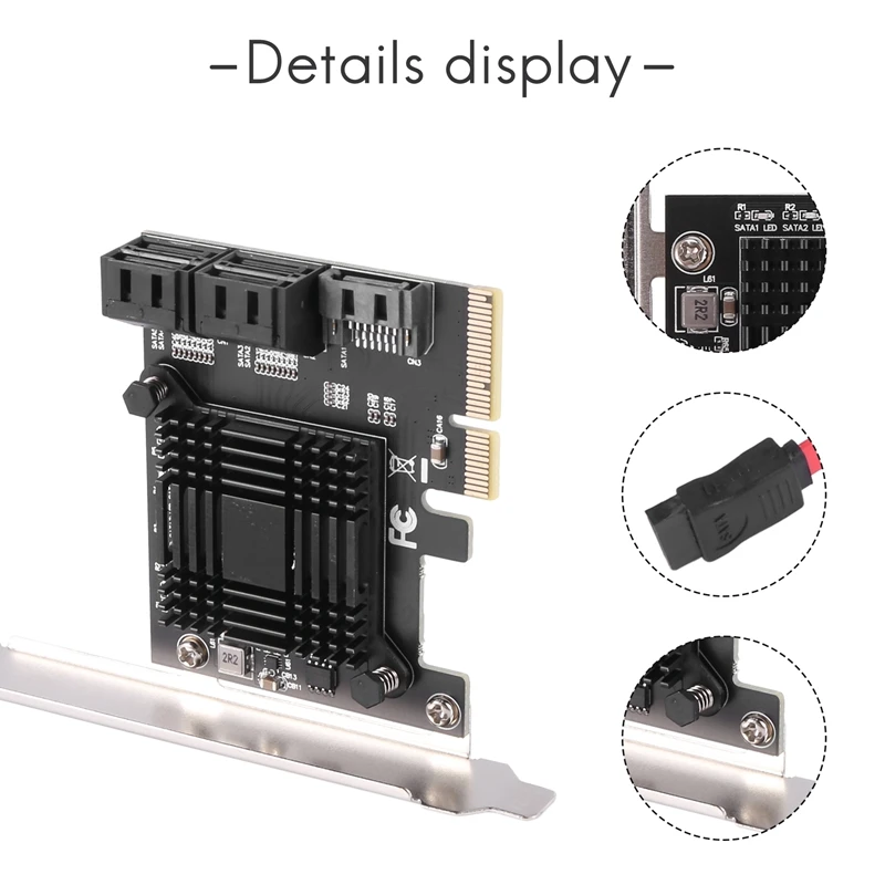 AF91-PCIE a 5 puertos SATA III 6 Gbps SATA controlador tarjeta de expansión tarjeta adaptadora de chasis de computadora JMB585 con 5 Cables
