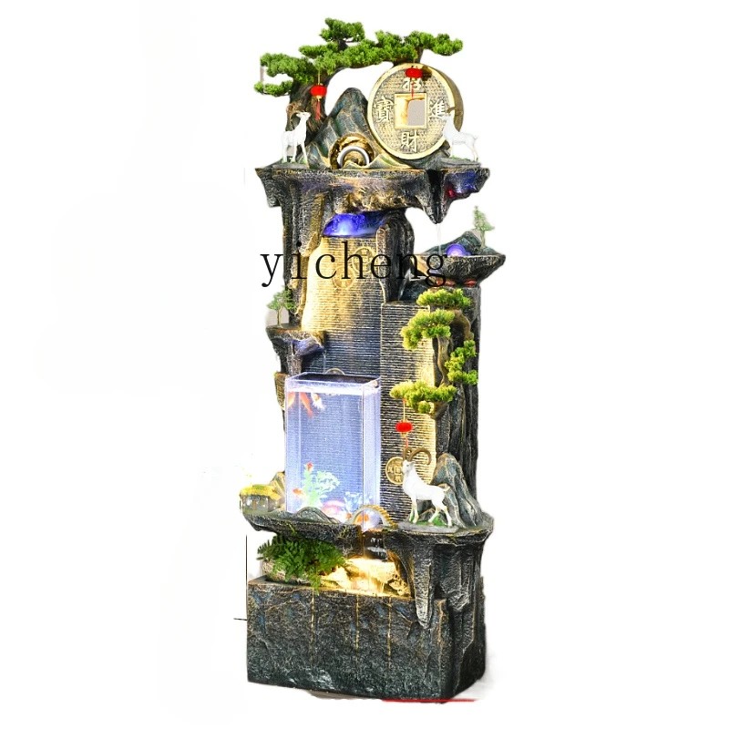 

ZC Large Artificial Mountain and Fountain Decoration Circulating Water Landscape Floor Living Room Fish Tank