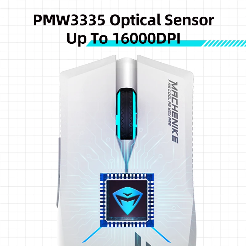 Mouse da gioco MACHENIKE M7 PAW3395 Mouse ergonomico ricaricabile Wireless Bluetooth 16000 DPI Batteria a lunga durata Dual Mode RGB Gamer