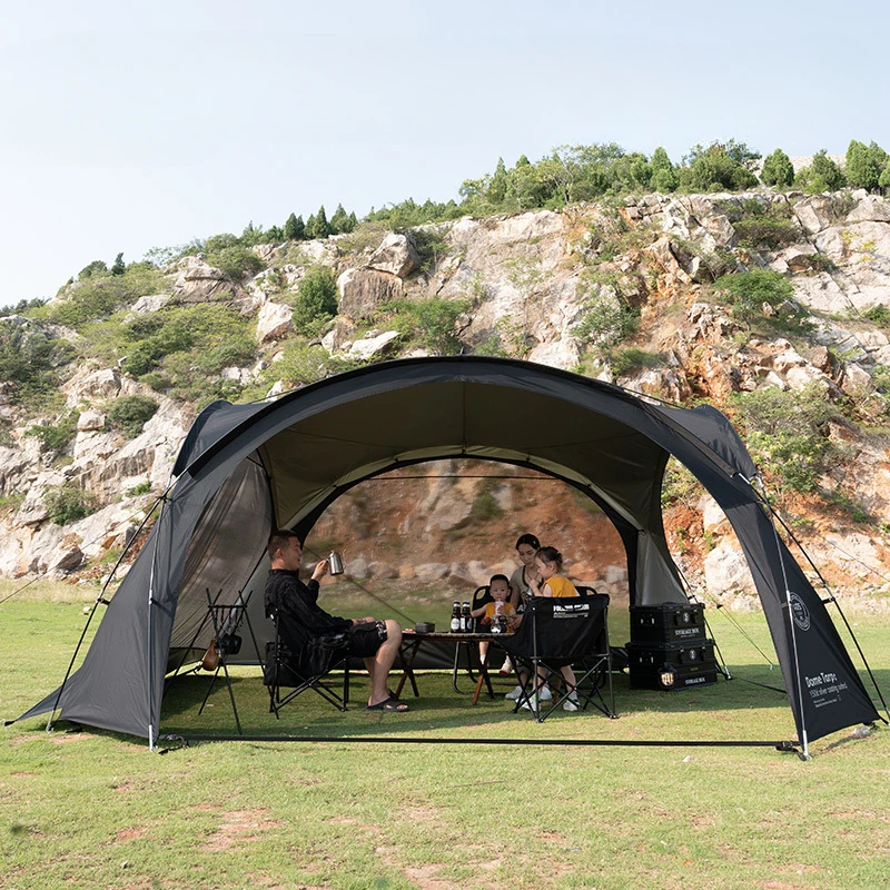 Outdoor circular dome canopy tent, waterproof and sunscreen camping, oversized surround fabric, mesh dome set