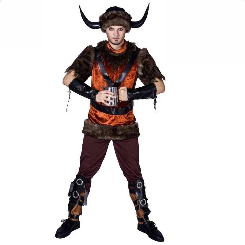 

Adult Men's Halloween Costume Of Nordic Viking Pirate Character Large Size Viking Pirate Stage Party Costume For Men