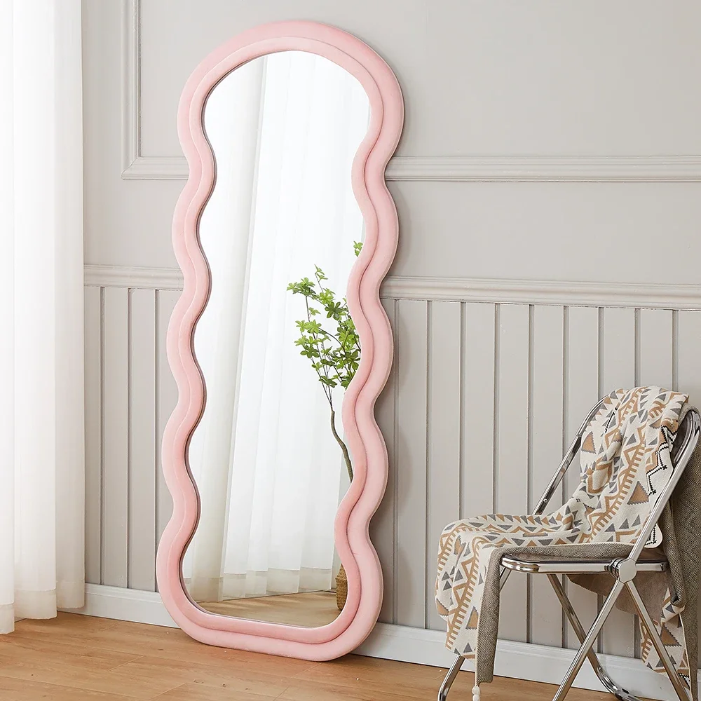 Floor-to-ceiling wall lean full-length mirror wind shaped fragola wave girls bedroom dressing mirror