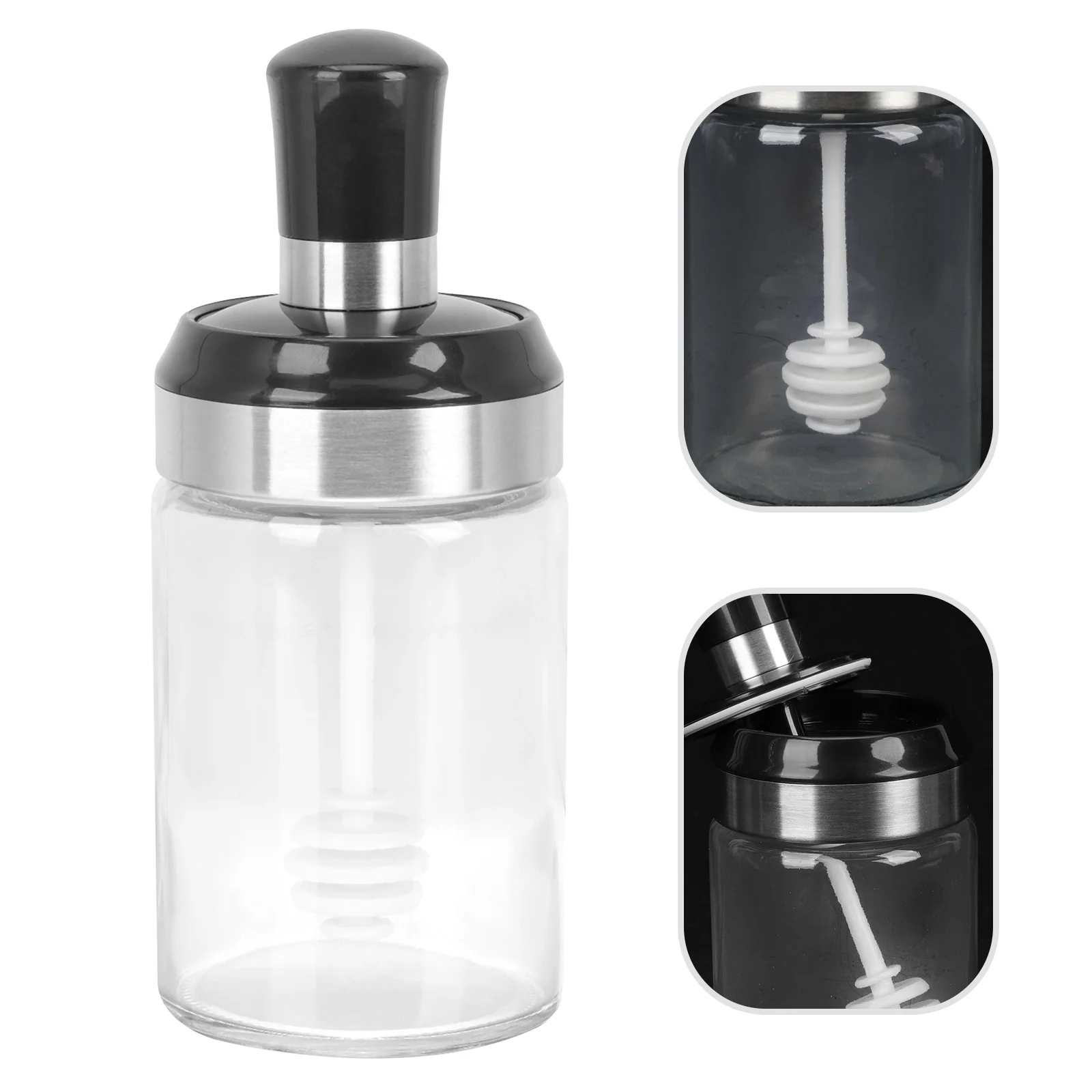 

Clear Honey Bottle Honey Jar Portable Kitchen Storage Jar with Spoon Sealed Lid and Convenient Mixing Bar Jars with Spoon