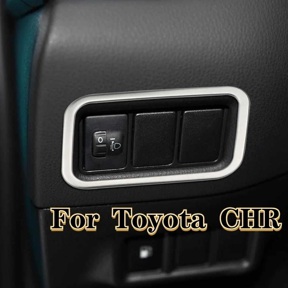 Car Fog Light Adjustment Button Circle Trim Fuel Tank Switch Cover Sticker for Toyota CHR C-HR 2016-2022 Accessories