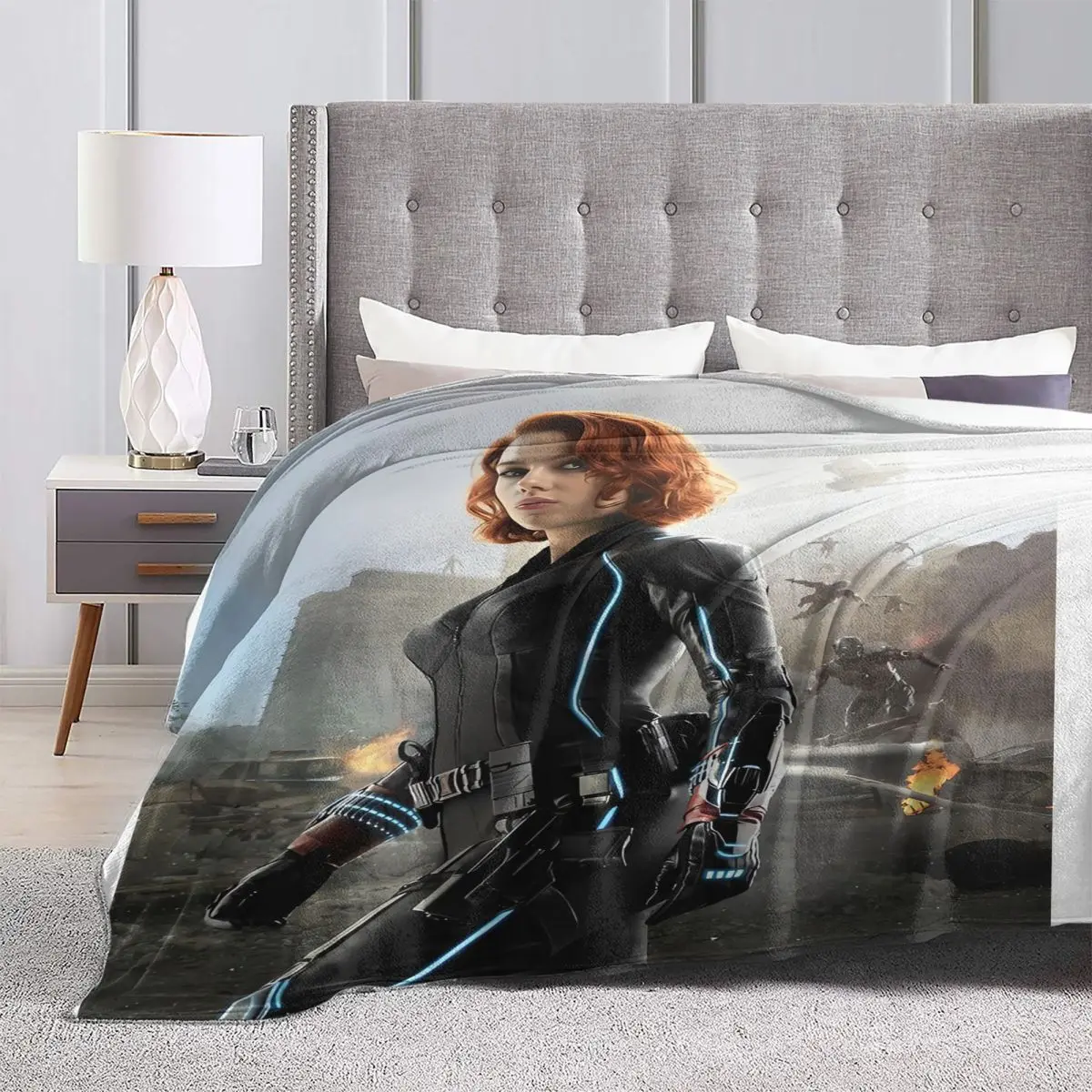 Black Widow Marvel Heroes Blanket Quality Super Soft Bedding Throws Autumn Picnic Couch Chair Sofa Bed Aesthetic Bedspread