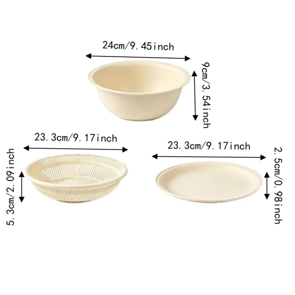 3Pcs/Set 3in1 Vegetable Washing Basin Large Capacity Stackable Fruit Drain Basket Multi-functional Quickly Drain 6
