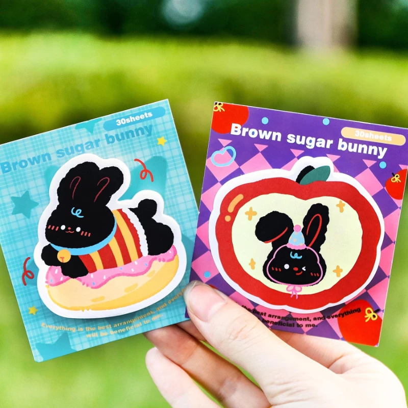 

Office School Supplies Black Rabbit Sticky Note Cute Special Shaped High Value Message Memo Pad Cartoon Times Kawai Stationery