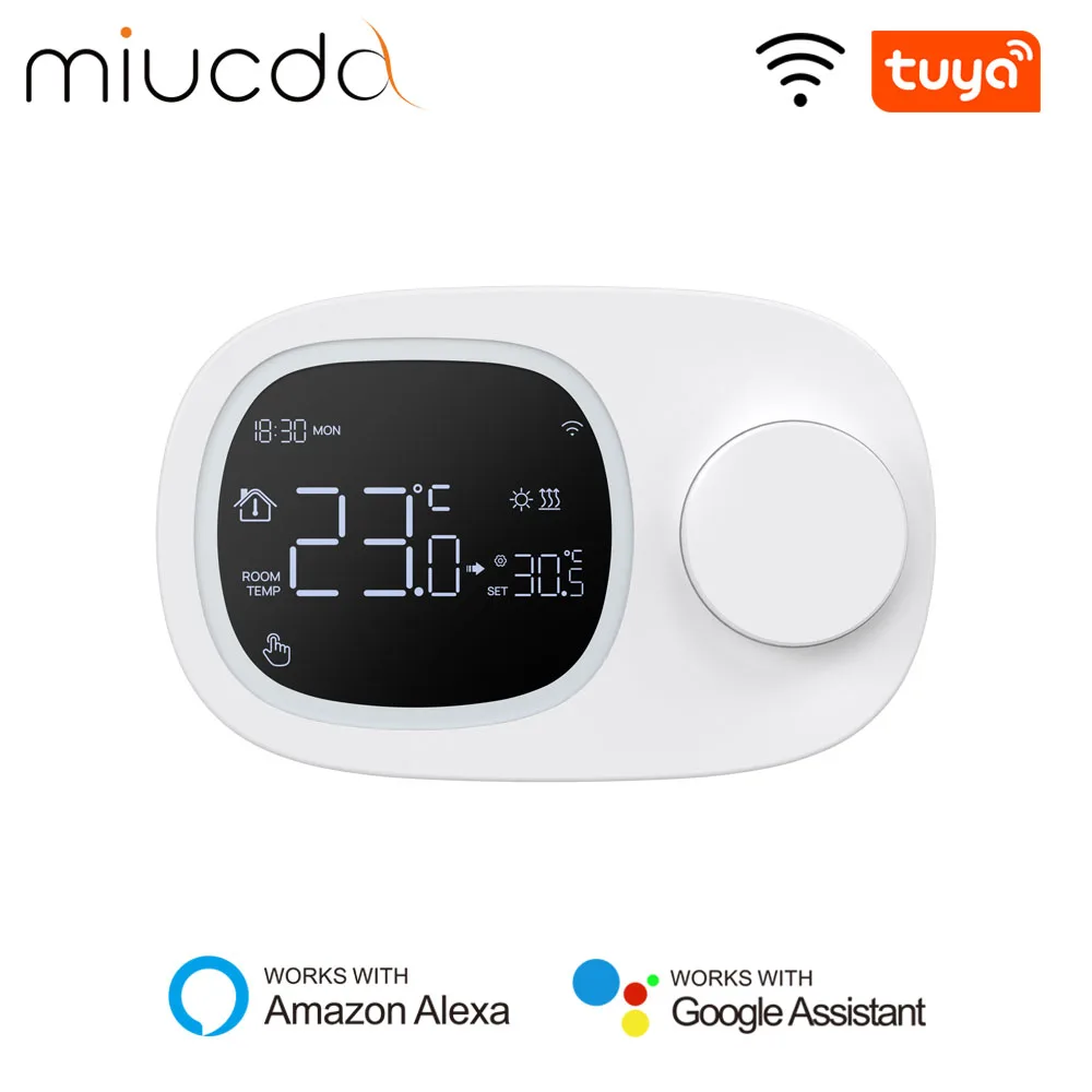 MIUCDA Tuya termostat pintar WiFi, kontrol suhu panas/pendingin baterai daya rendah untuk Alexa Google Home