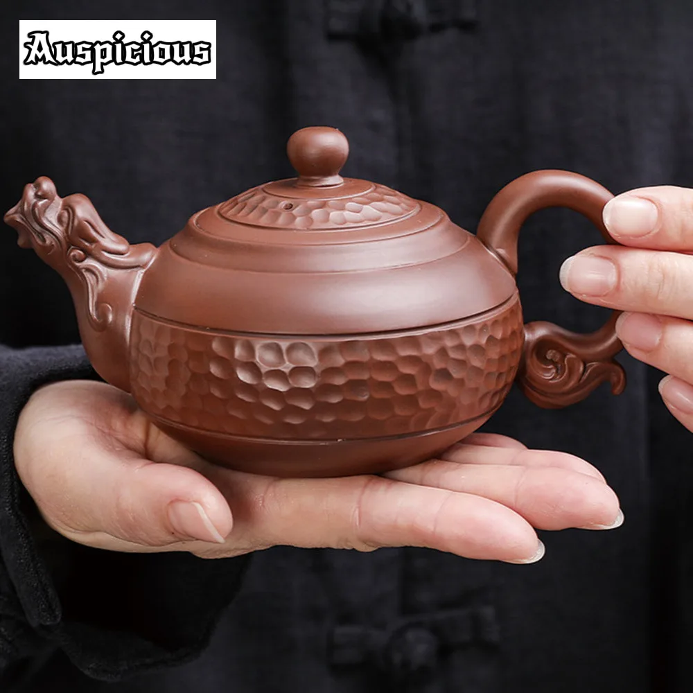 Handmade Jumping Knife Purple Pottery Tea Pot Household Hammer Rough Pot Antique Tea Brewing Dargon Kettle Kung Fu Tea Set Gifts