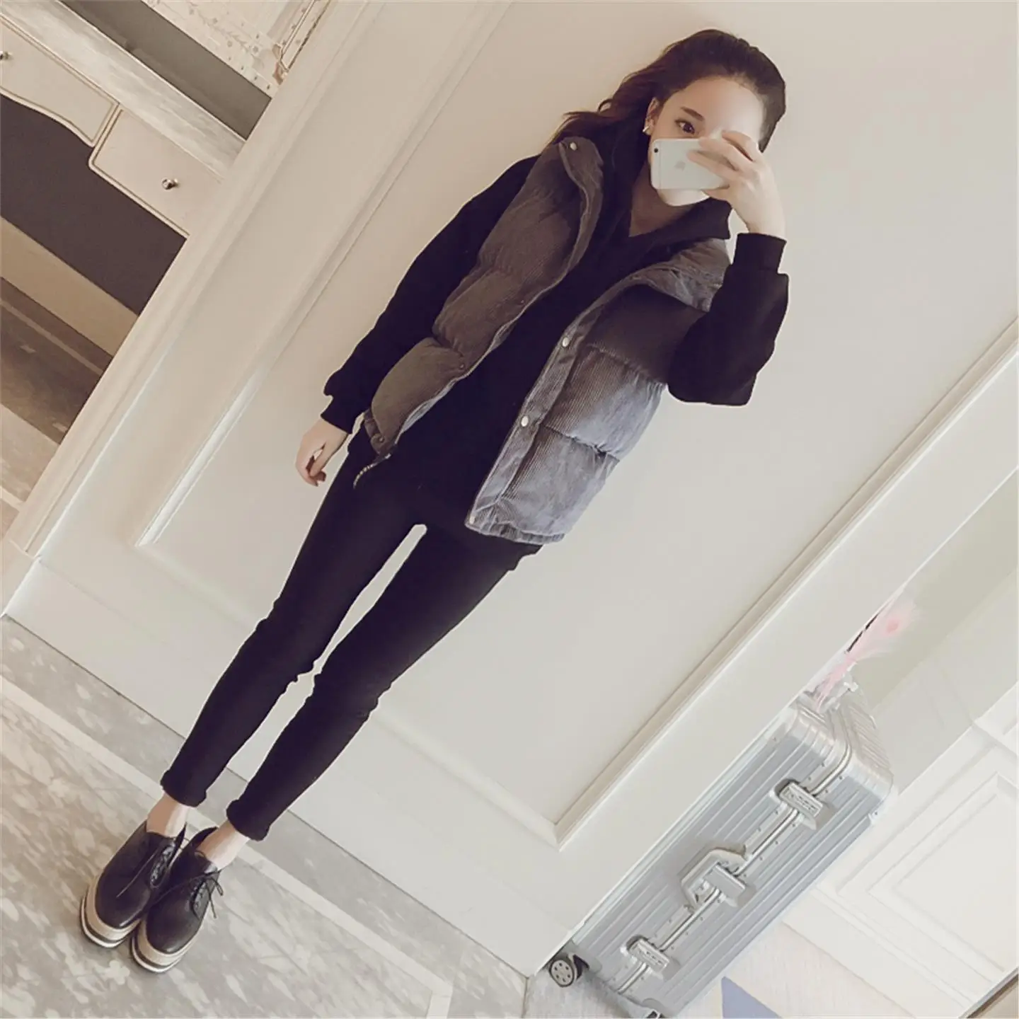 

Women's Autumn Winter down Cotton Vest Brand Tag Removed Size Discrepancy Clothing Commute Sle Pure Color Pear Body pe