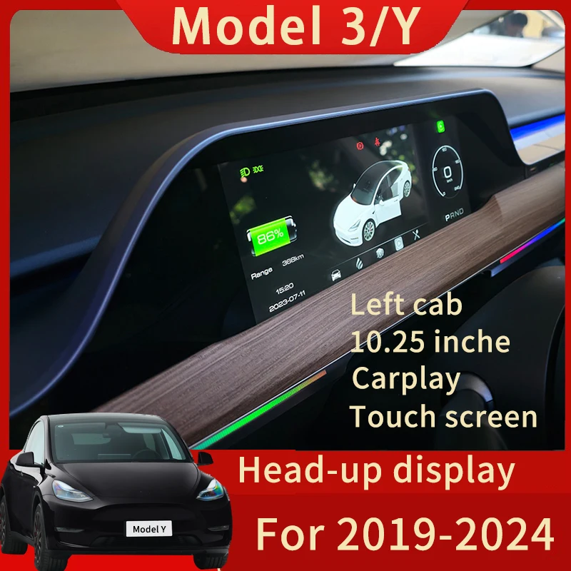 

ЖК-дисплей для Tesla Model Accessories 3 Y, цифровой сенсорный экран для приборной панели, Carplay, Android, аксессуары для Tesla HUD