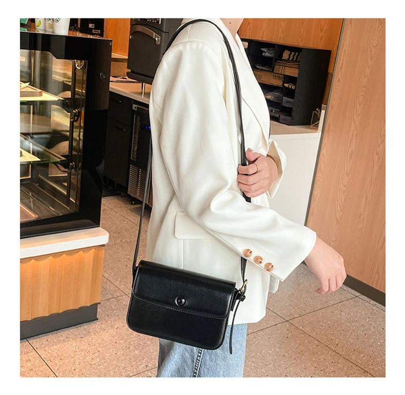 Women Bag Korean Genuine Leather Flap Casual Solid Hasp Soft Shoulder Bags Vintage Mori Girl Purse Phone Bag Simple