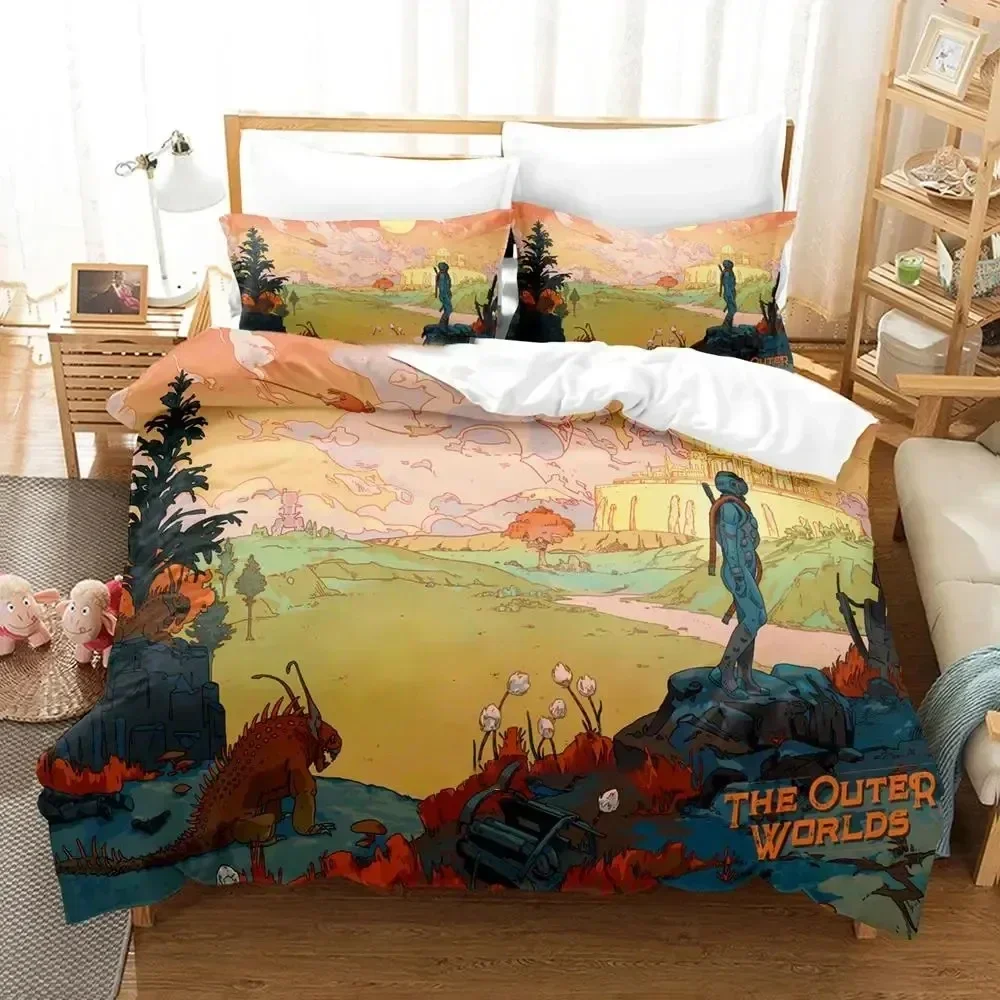 Game Outer Worlds Bedding Set 3D Printed Suitable for Bedroom Duvet Cover Set With Pillowcases Kids Home Textile