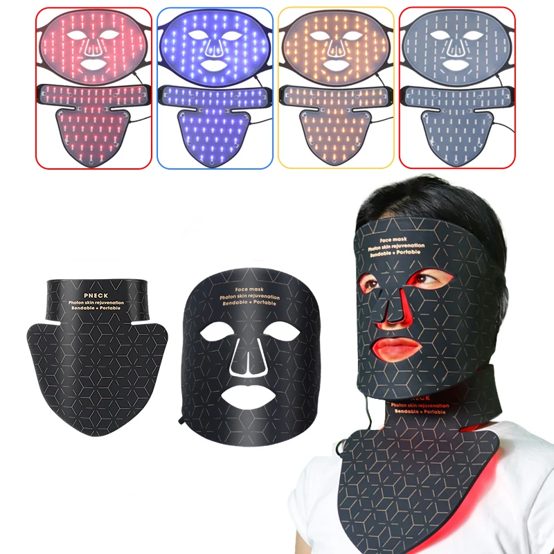 Hot Selling Red Led Light Therapy Infrared Flexible Soft Mask Silicone 4 Color Led Therapy Anti Aging Advanced Photon Mask