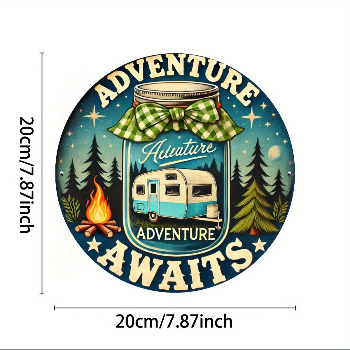 2D Flat, 1pc - Happy Camper - Patio, Indoor and Outdoor Art with Multi-purpose Wall Hanging Decorations - Windows, Porches, Room