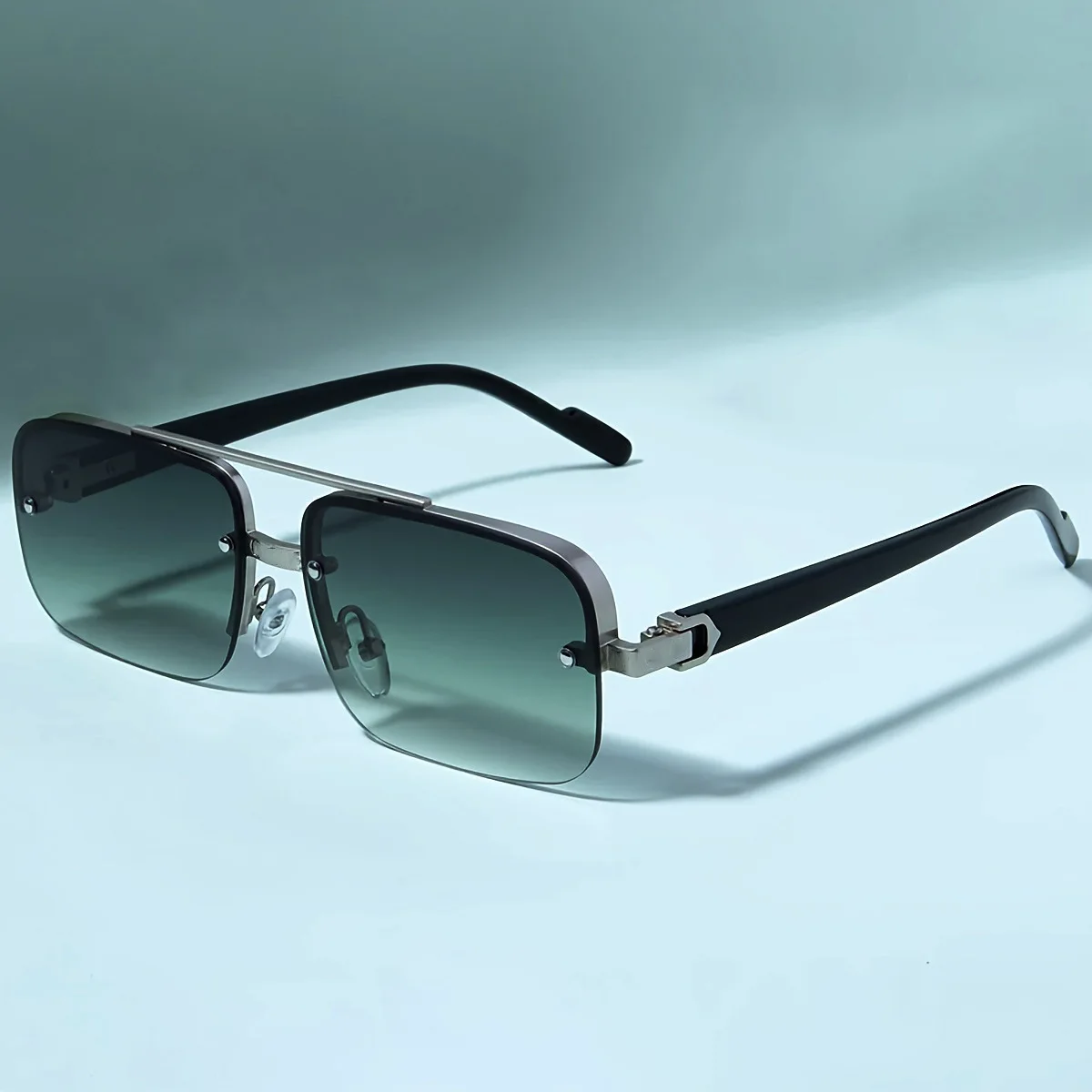 

Men's Metal Sunglasses Square Half Frame Rice Nails Casual Trend Personality Retro Fashion Outdoor Sports Eyeglasses