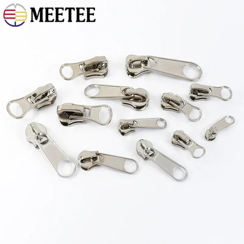 3# 5# 8# Zippers Slider for Nylon Resin Metal Zips Bag Replacement Zipper Puller Cursors Garment Sewing Zip Head Lock Repair Kit
