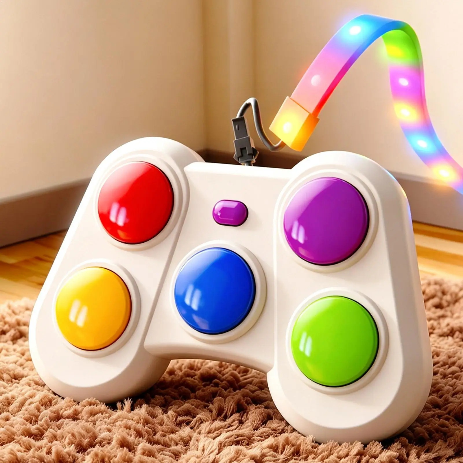 Electronic Rhythm Puzzle Game Machine Montessori Flash Mult-Color Light Belt Educational Sensory Fast Push Table Game Gift