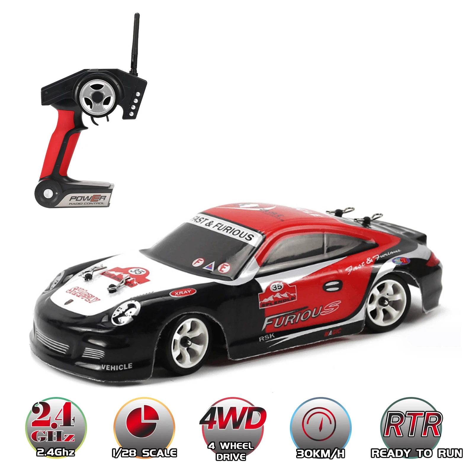 RC Race Car WLtoys K969 RC Drift Car 1/28 RC Car 2.4GHz 4WD 30km/h High Speed Kids Gift RTR with Metal Chassis