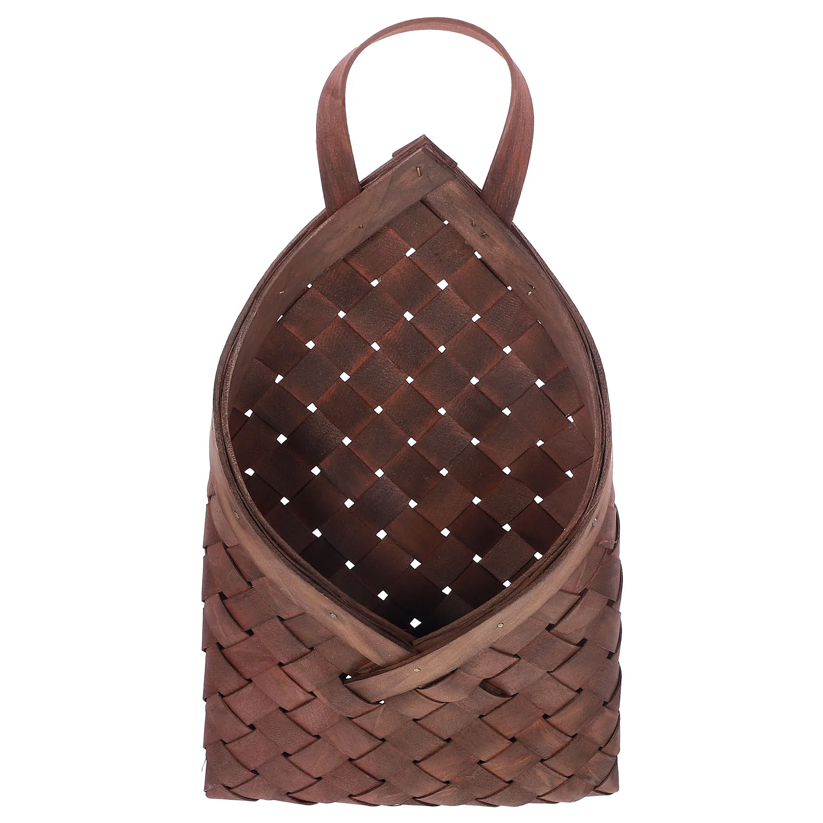 

Wall Storage Hanging Basket Woven Wood Slice Decorative Flower Basket Retro Style Kitchen Organizer Storage Solution