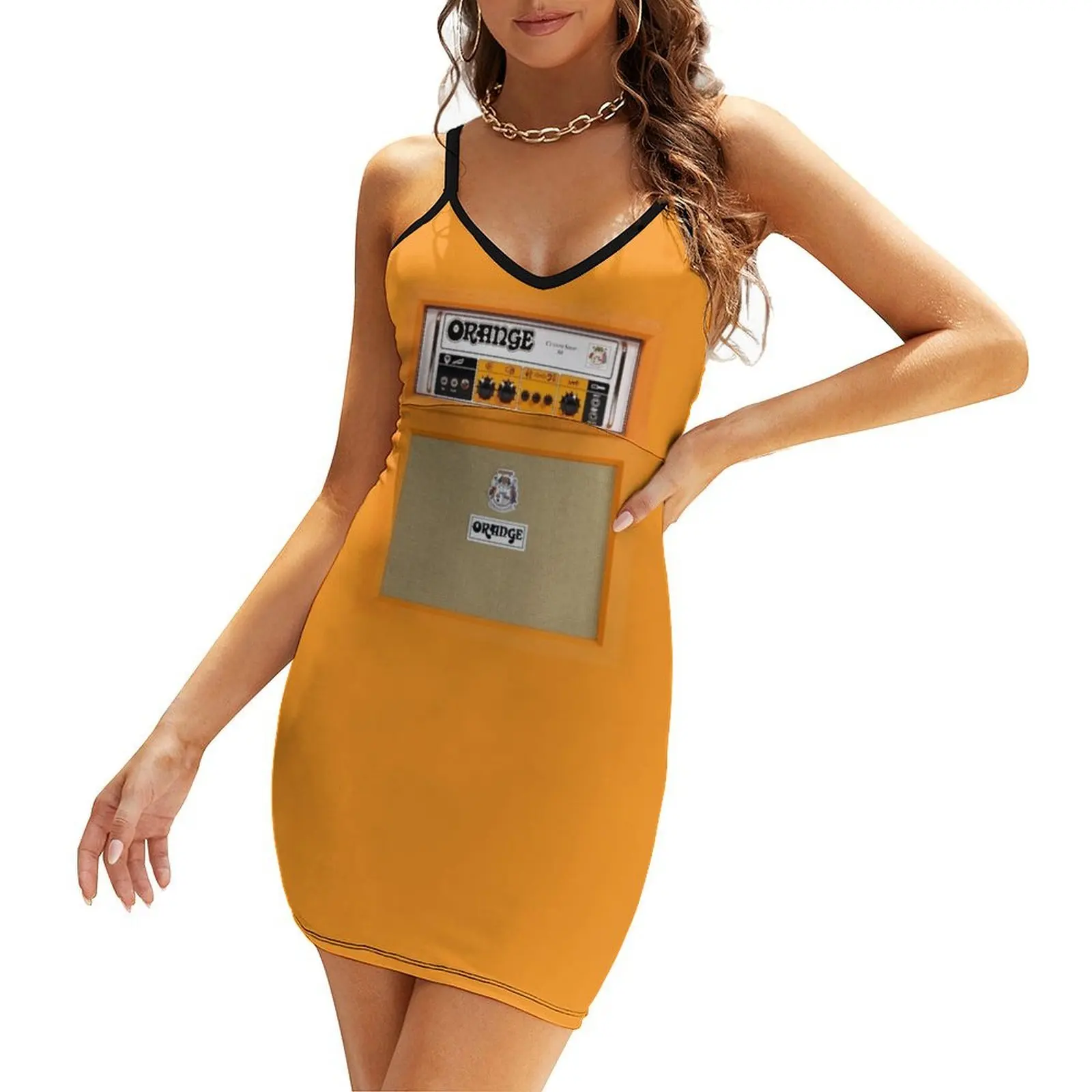

Orange color amp amplifier Sling Dress clothes for women dresses korean style women's dresses luxury