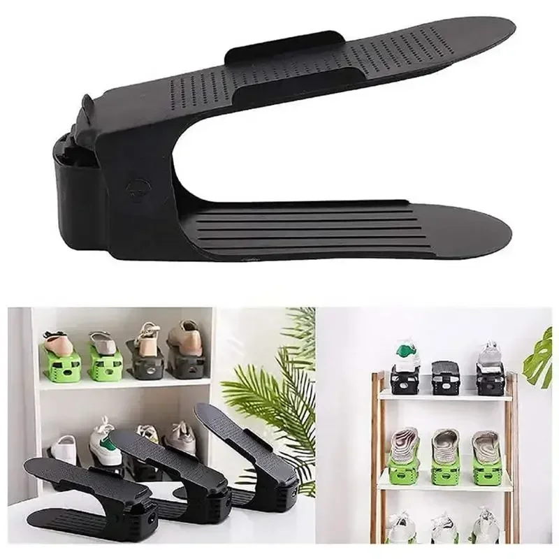 10 Pcs Adjustable Shoe Stacker Shoe Slots Organizer Shoe Slots Space Saver Double Deck Shoe Rack Holder For Closet Organization