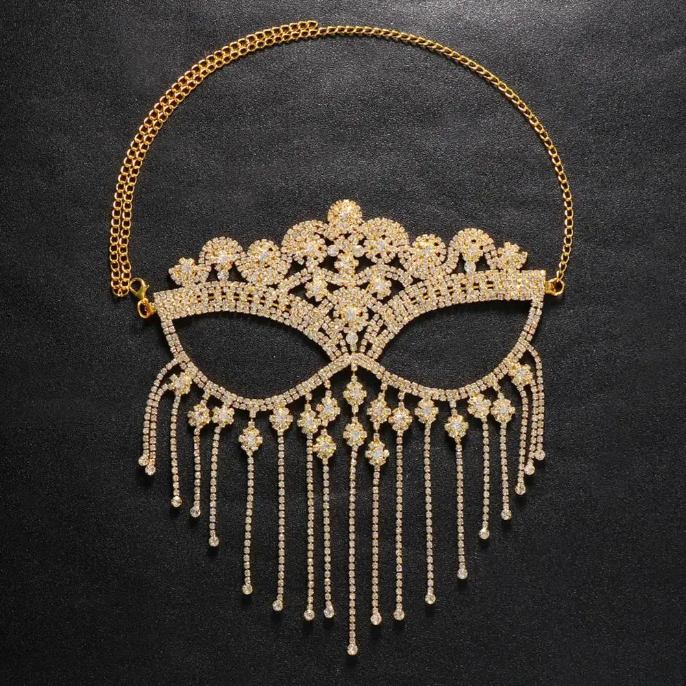 Exquisite Party Face Cover Exaggerated Electroplating Lightweight Rhinestone Face Cover for Girls