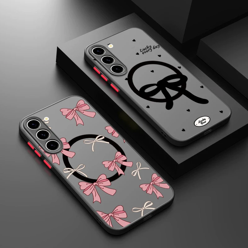 Schleifenmuster-Magnetische Handyhülle für Samsung Galaxy S26 S25 S24 S23 Ultra S25 S24 FE A17 A37 A56 A55 A36 A16 Acryl-Cover