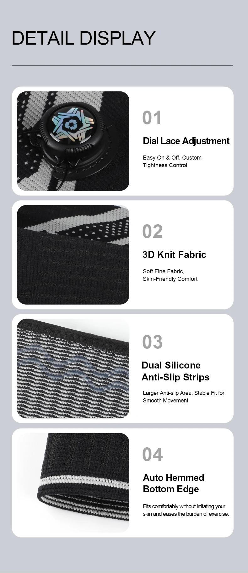 1 Stück verstellbare Kniebandage, Kompressions-Kniebandage mit Federunterstützung und Silikonpolster für Sport – Detail 12
