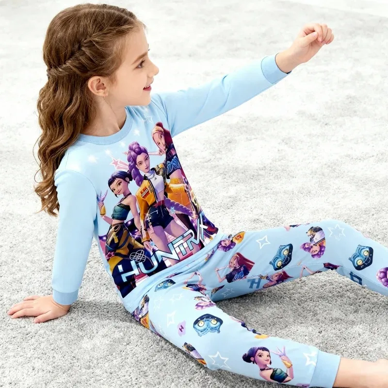 

KPop охотники на демонов, пижамы с длинными рукавами, футболки с героями мультфильмов, детская одежда, одежда принцессы для девочек, модные топы, подарки на день рождения