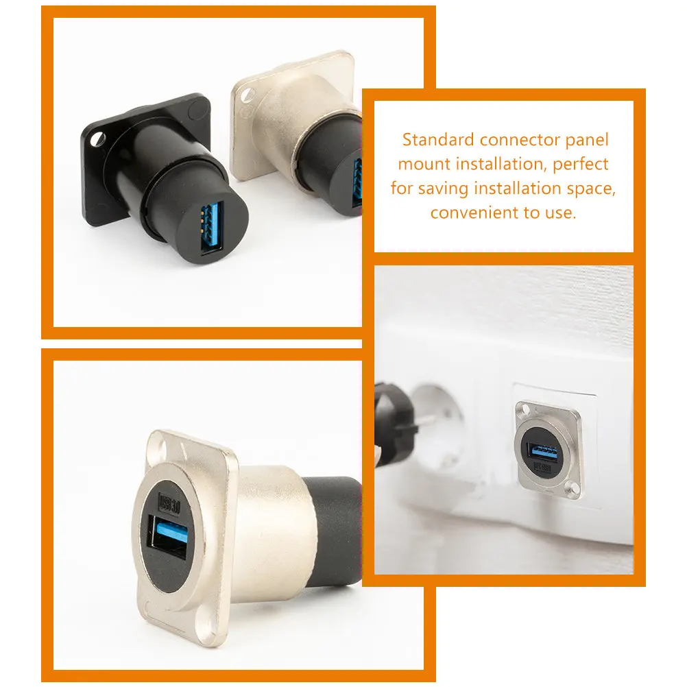 2Pcs USB Bulkhead Connector USB 3.0 Panel Mount Pass Through Female to Female Extension Adapter High Speed Data Transmission