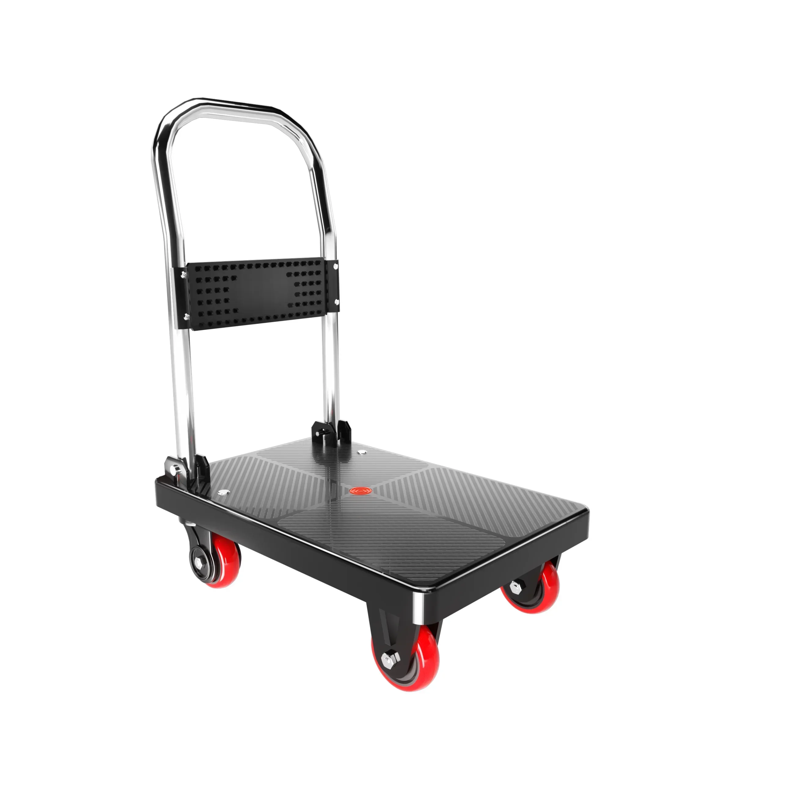 Platform Hand Truck, 60*40cm, 100kg, Three-inch Wear-resistant Wheels, Foldable Four-wheeled Cargo, Warehouse and Home Use