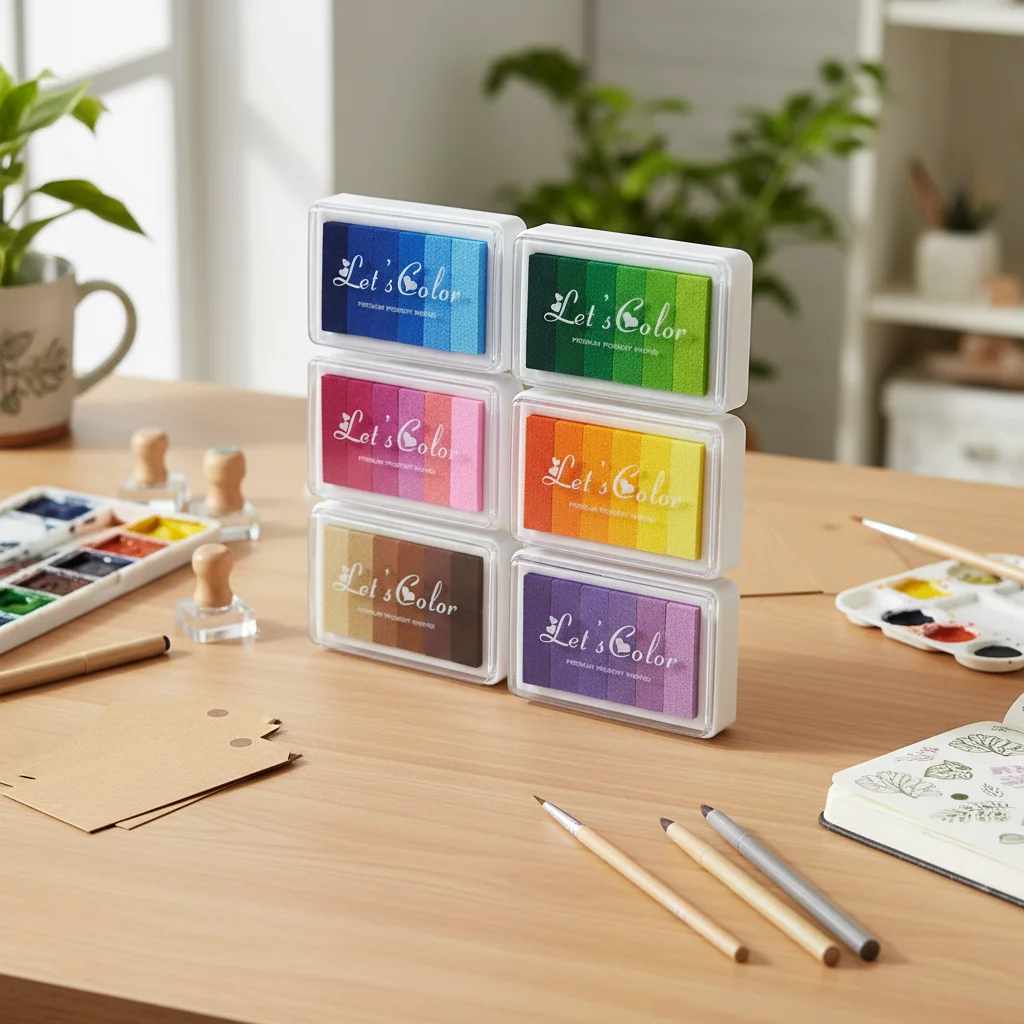 1 Pc DIY Six-Color Gradient Stamp Pad Fingerprint Painting Ink Pad for Crafting