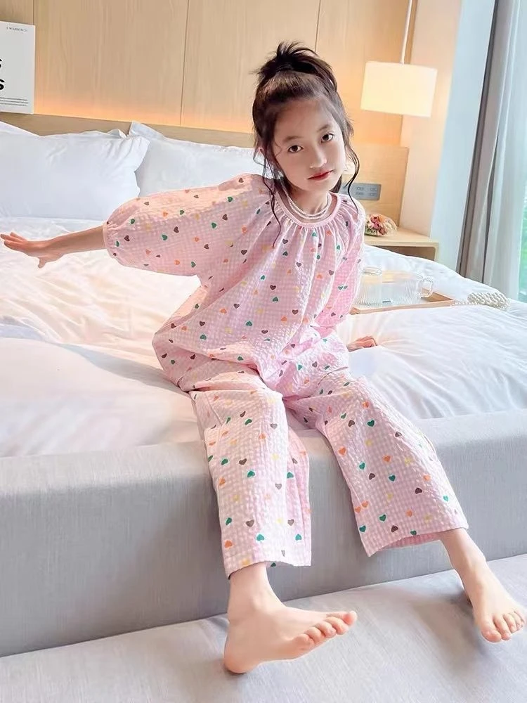 

Girls Fashion Pajamas Set Spring Summer Autumn Homewear Loungewear New Style Aircon Sleepwear