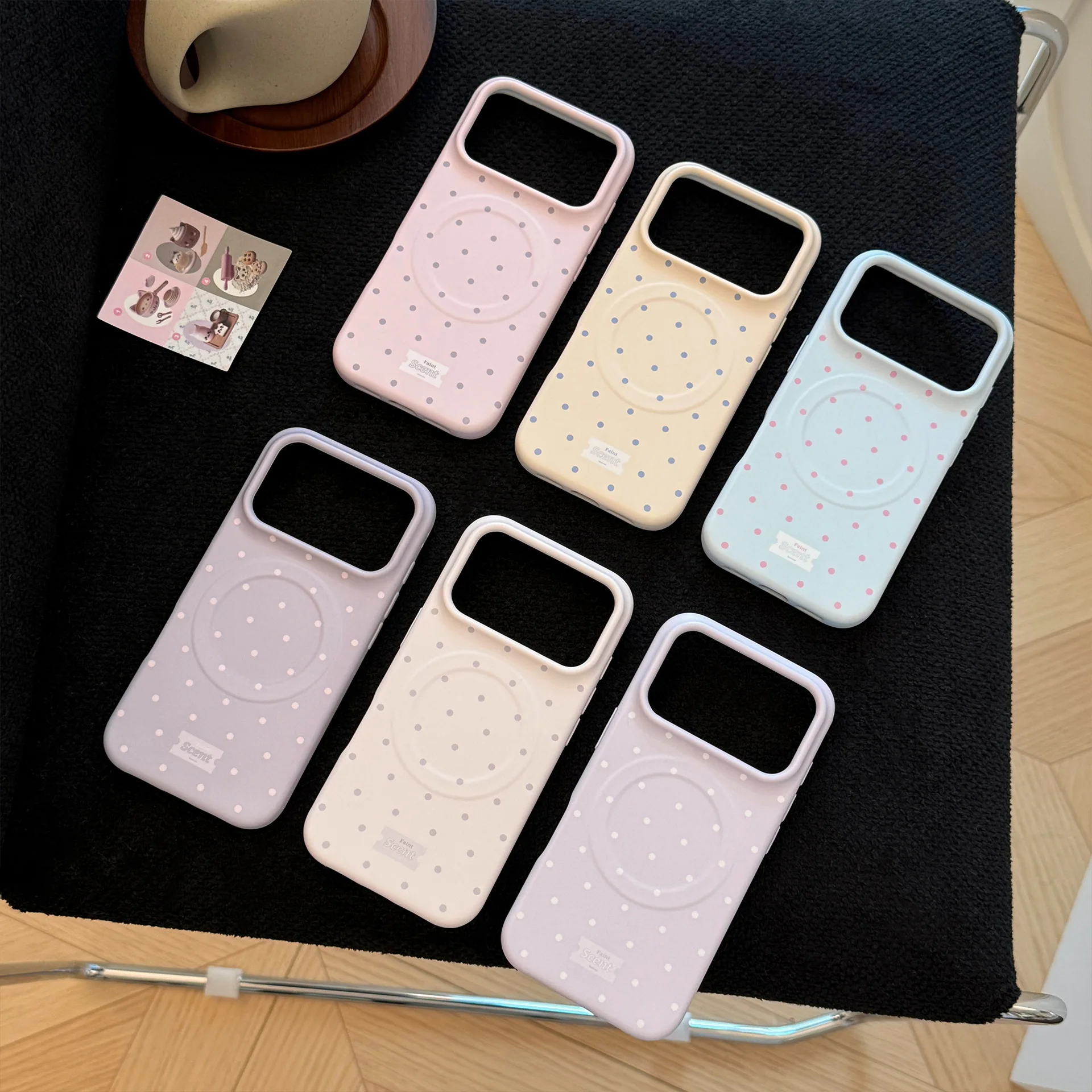 

Korean Candy Colors Polka Dot Frosted Magnetic Phone Case for iPhone 17 16 15 14 Pro Max Wireless Charging Shockproof Soft Cover
