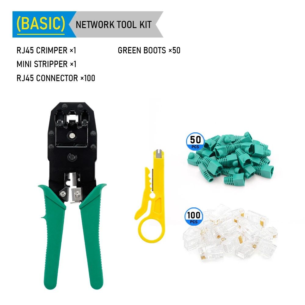 RJ45 Crimper Lan Tester Tool Set Ethernet Kabel Stripper Punch Down Tool rj 45 rj11 Connectors 12 in 1 Bekabeling Reparatieset