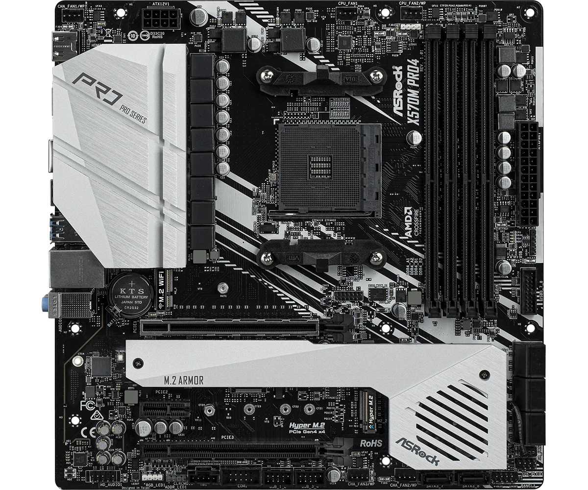 مقبس ASRock X570M PRO4 mother d X570 ، مقبس AM4 يدعم Ryzen 5 من من من من من AM4 من نوع amp من من من نوع amp من من نوع amg وcpu DDR4 و dm.2 GB mro ATX