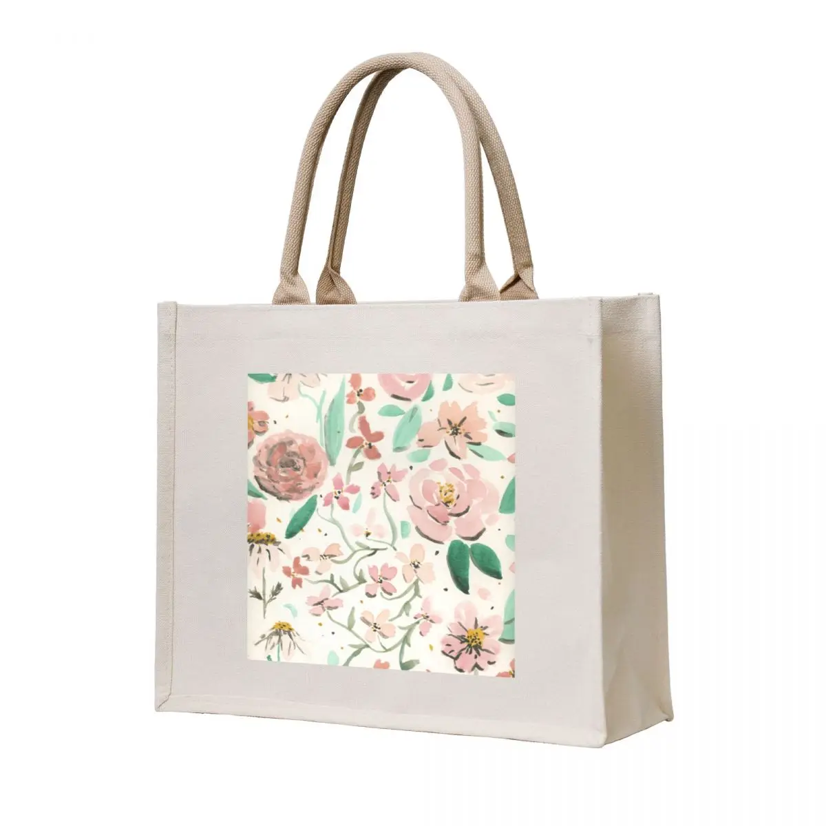 

Pink Watercolor Garden Tote Bag reusable shopping bag canvas tote sac pour femme Handbags women