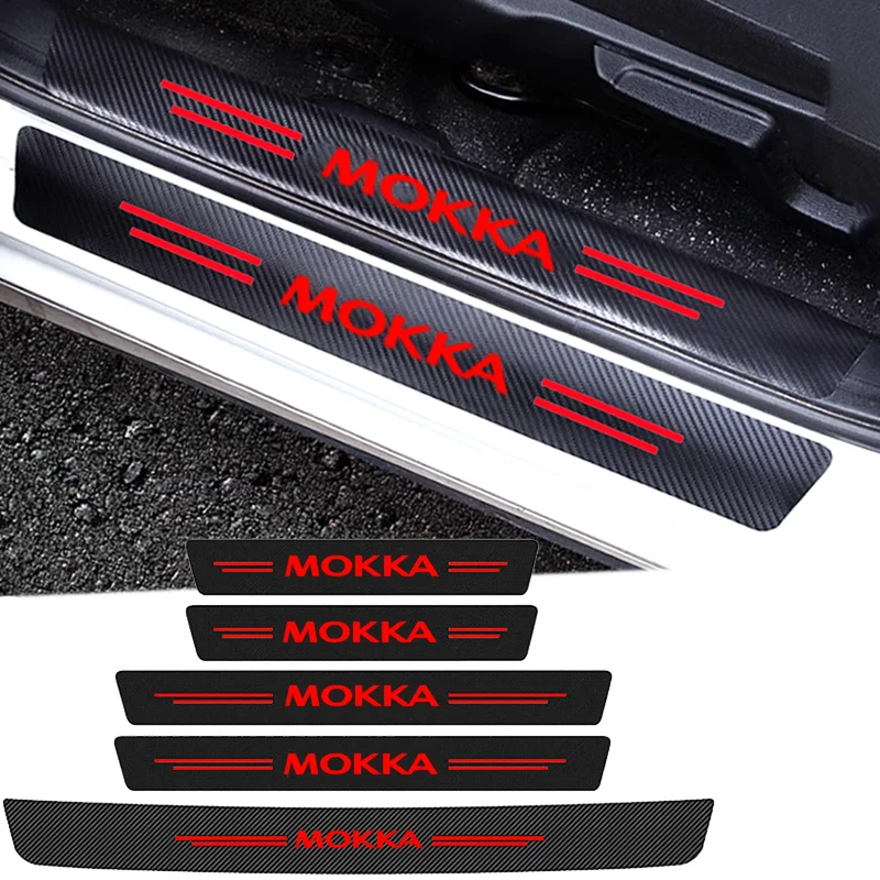 Car Door Threshold Protective Decals Sill Trim Anti Kick Stickers for Opel MOKKA Logo Pedal Guards Trunk Bumper Strip Styling