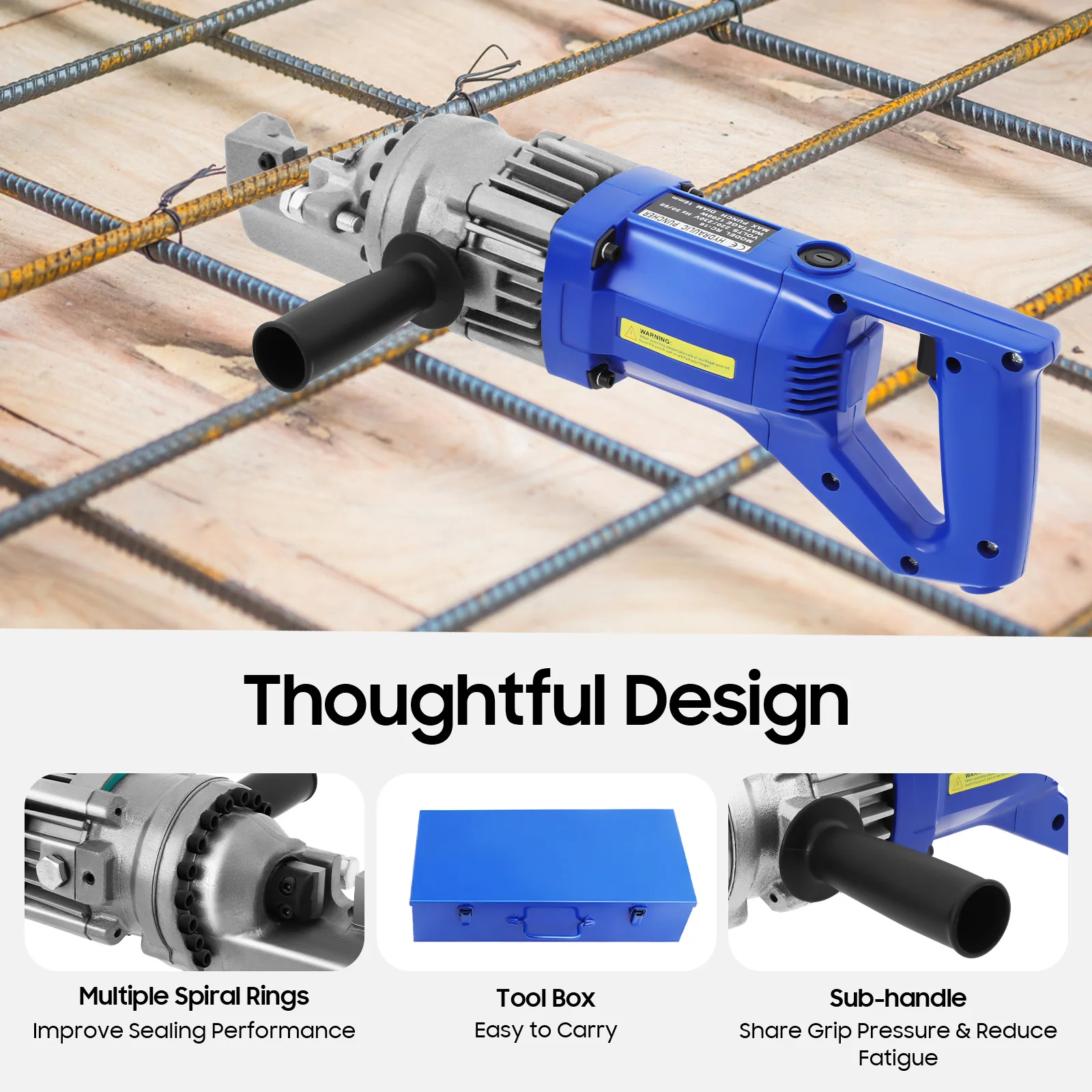 900W Elektrischer Hydraulischer Bewehrungsstahlschneider 70MPa, Tragbare Stahlstabschneidemaschine 2200 U/min 2,5s Schnellschnitt, Hochleistungs-Bewehrungsstahlschere 4-16mm für Bau, Brücken- und Straßenbau (220V EU-Stecker) – Detail 4