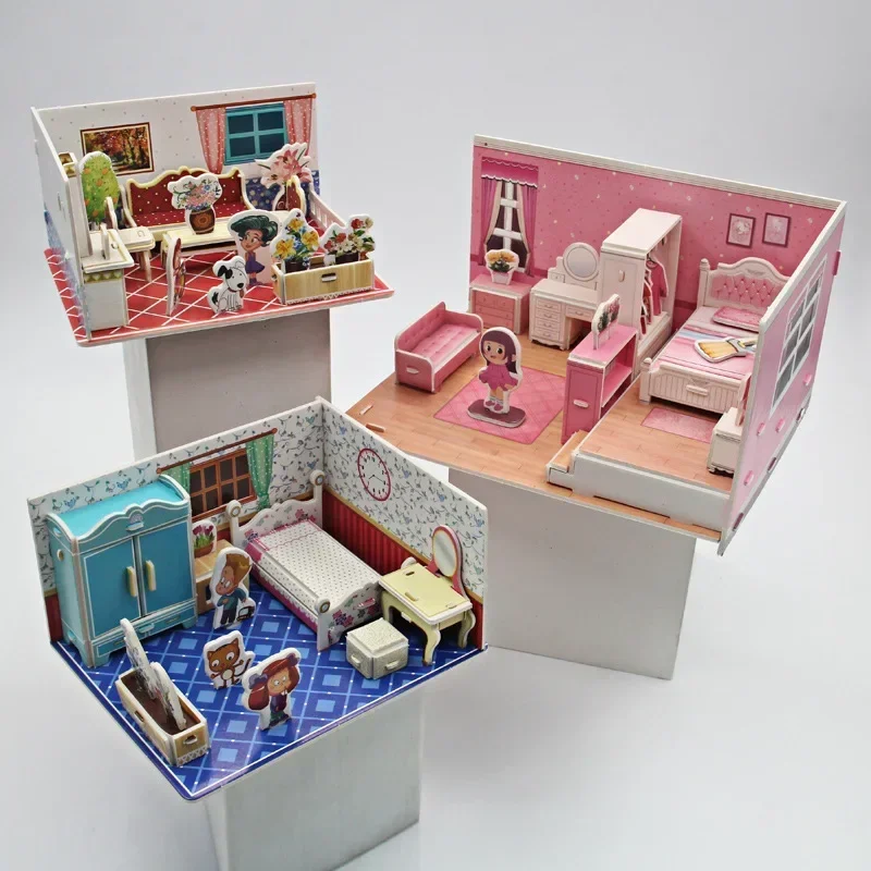 FEOOE Sets Three-dimensional Puzzle Paper Hand-assembled Educational Toy Girl Play House Puzzle  Giveaway Gift  WL