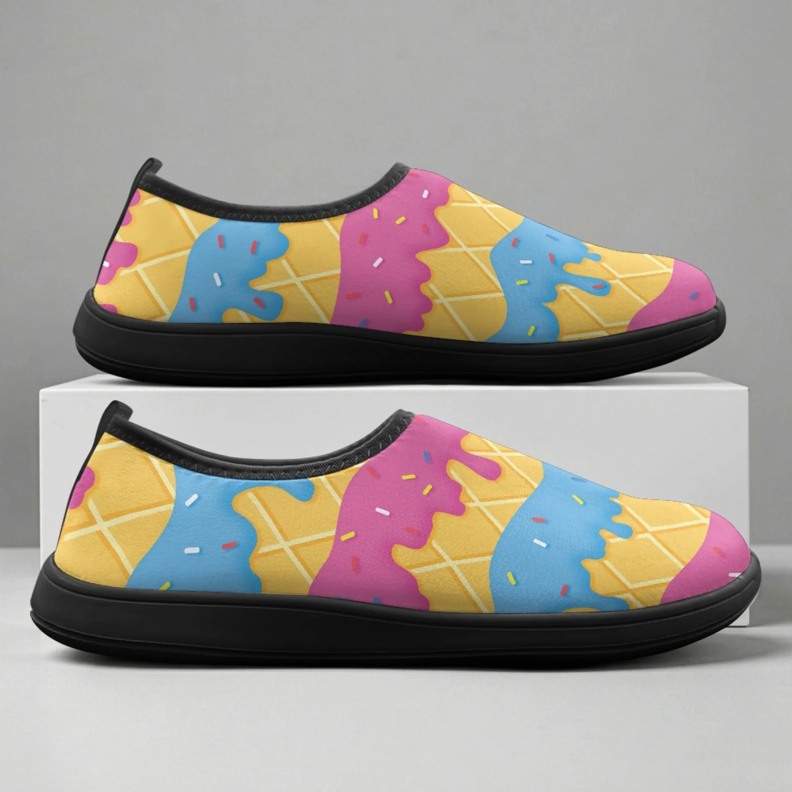 PENSTROLL Slip On Sports Shoes Comfortable House Shoes for Running Men Ice Cream Print 2026 Trending