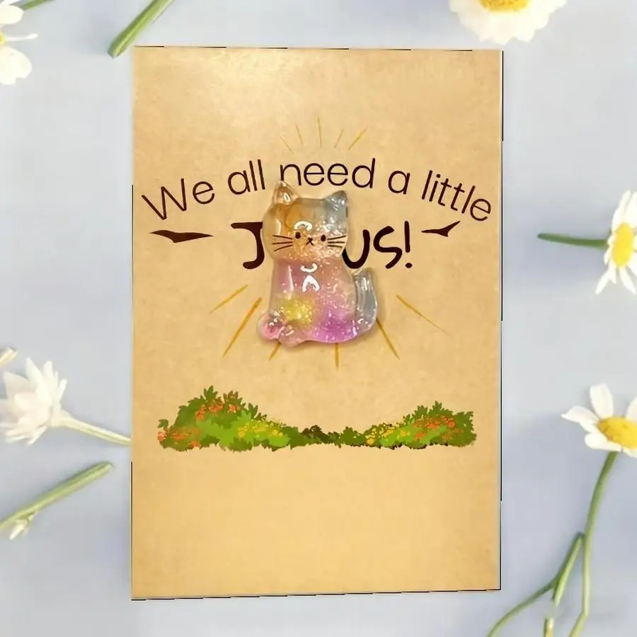 1/5/10/20/50/100pcs Exquisite Shiny Lucky Cat Greeting Card with Resin Kitten Charm, Ideal for Birthdays, Thanksgiving, Christma