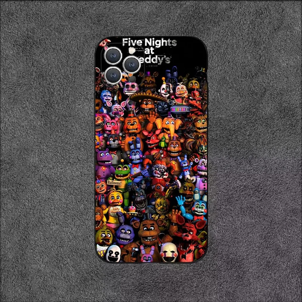 FNAF F-Five N-Nights at-Freddys  Phone Case For iPhone 15,14,13,12,11,Plus,Pro Max,XS,X,XR,SE,Mini,8,7 Soft Silicone Black Cover