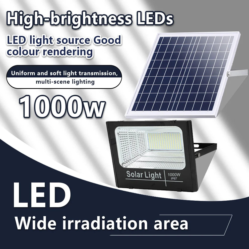 

1000W Solar Light Outdoor LED Induction Light with Remote Control Solar Street Light IP67 Waterproof Energy Saving Outdoor