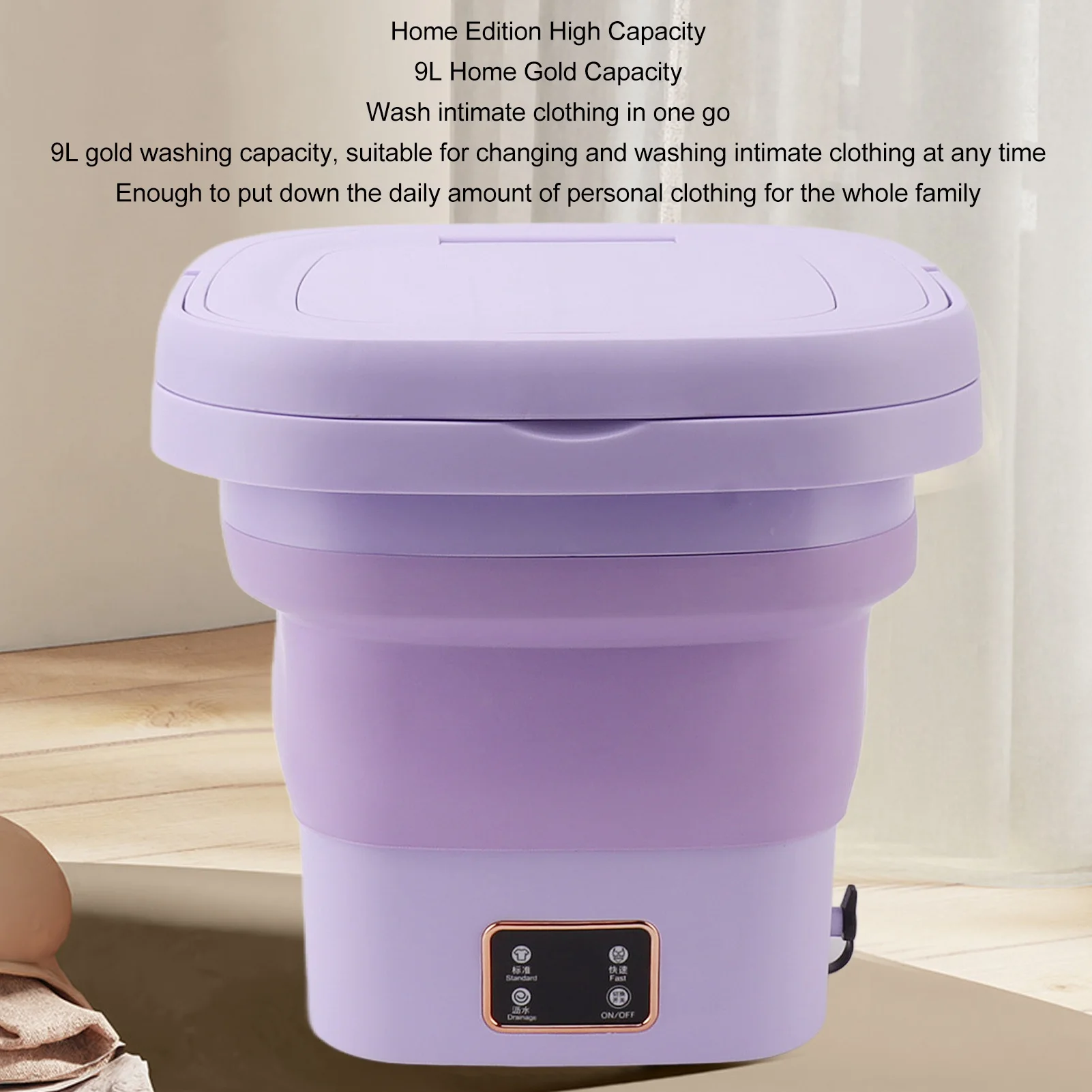 9L Foldable Portable Washing Machine Automatic Small Laundry Machine Dormitory Baby Underwear Washing Compact for Easy Storage