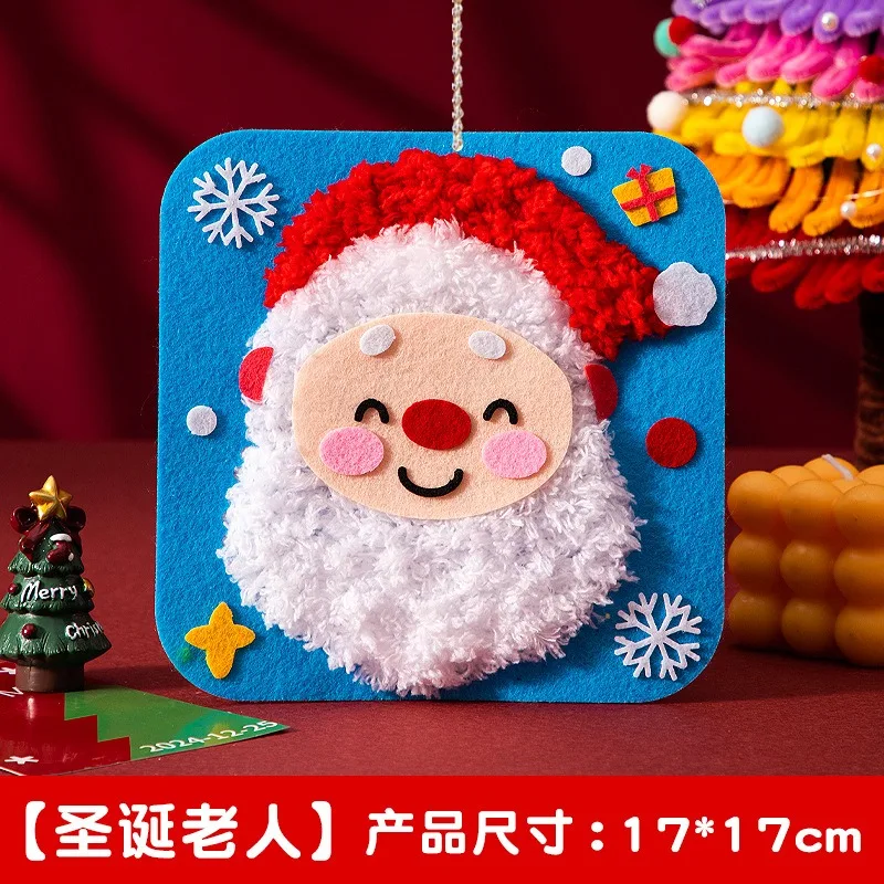 Zestaw do szycia dla dzieci, rękodzieło świąteczne z włókniny, zabawny zestaw do nawlekania, łatwy dla początkujących, zestaw do haftowania DIY, ręcznie robione ozdoby świąteczne.