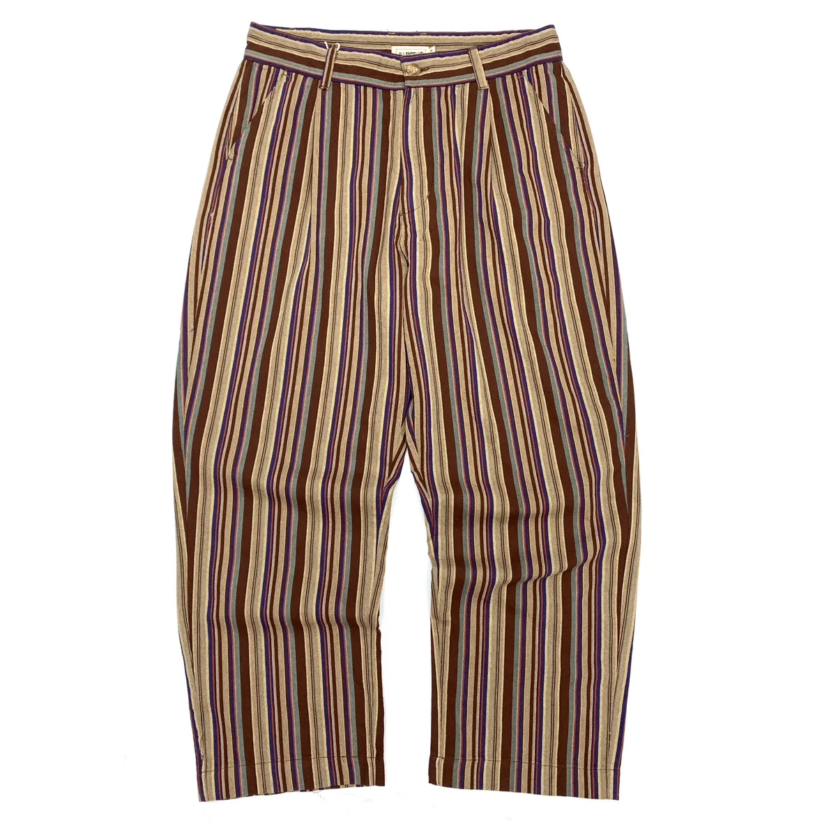 100% Cotton British Retro Casual Pants Men's Loose Straight Drop-crotch Hip-hop Street Dance Wide-leg Colorful Stripe Dad Pants